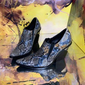 Jeffery Campbell multicolor snake print leather, Pointed toe, Booty